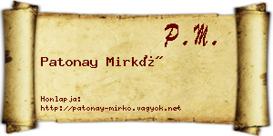 Patonay Mirkó névjegykártya